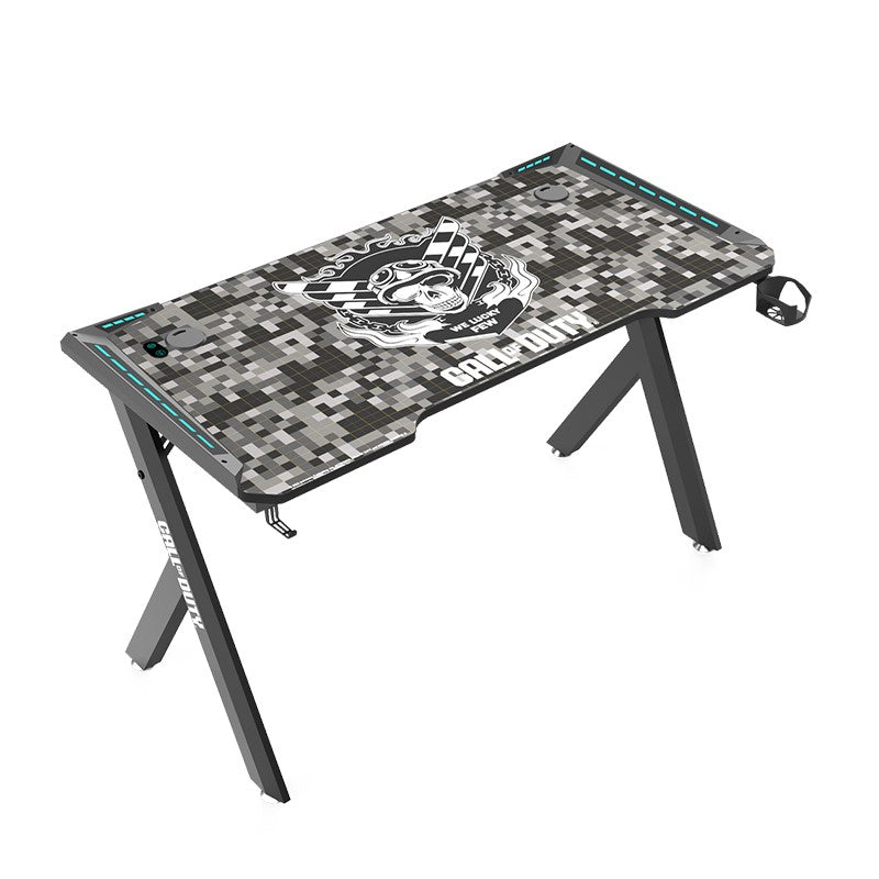 Call Of Duty (COD) x GAMEON Hawksbill Series RGB Flowing Light Gaming Desk (Size: 1200-600-720 mm) With (800*300*3 mm - COD Mouse pad), Headphone Hook & Cup Holder - Black/Grey