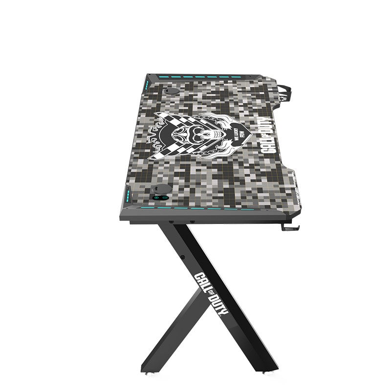 Call Of Duty (COD) x GAMEON Hawksbill Series RGB Flowing Light Gaming Desk (Size: 1200-600-720 mm) With (800*300*3 mm - COD Mouse pad), Headphone Hook & Cup Holder - Black/Grey