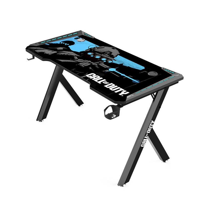 Call Of Duty (COD) x GAMEON Hawksbill Series RGB Flowing Light Gaming Desk (Size: 1200-600-720 mm) With (800*300*3 mm - COD Mouse pad), Headphone Hook & Cup Holder - Black/Blue