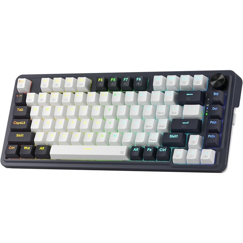 Redragon K673 PRO 75% Wireless Gasket RGB Gaming Keyboard – White / Black