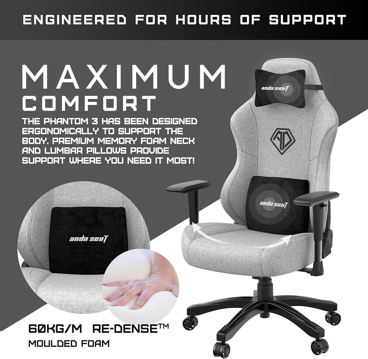 Anda Seat Phantom 3 Series Premium Gaming Chair - Grey