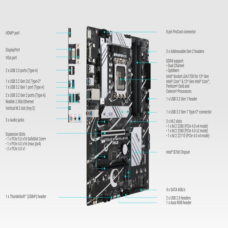 Asus PRIME B760-PLUS D4 ATX Gaming Motherboard