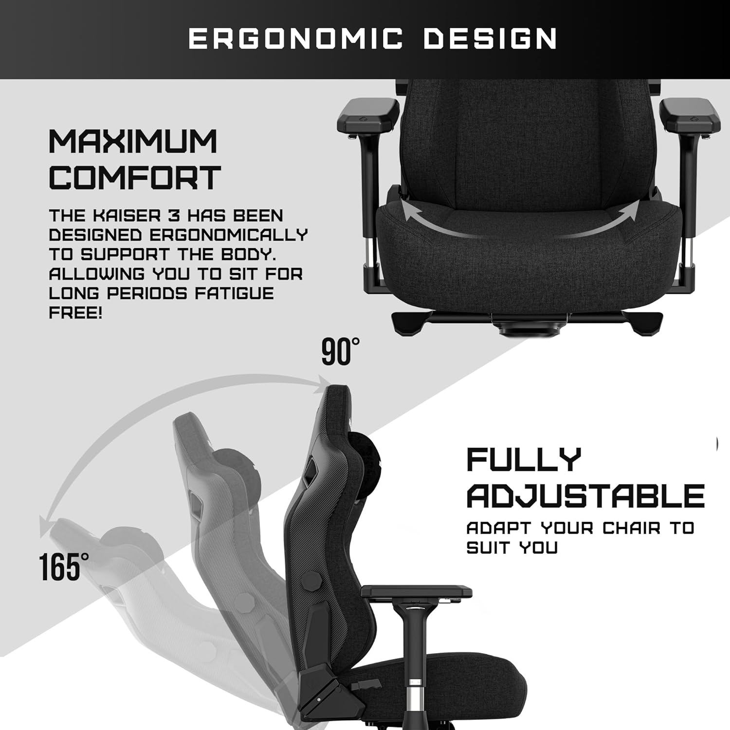 Andaseat XL Kaiser 3 Series Premium Gaming Chair - Grey