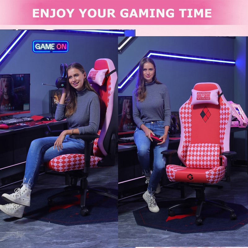 GAMEON Licensed Gaming RACING Chair With Adjustable 4D Armrest & Metal Base - Harly Quinn