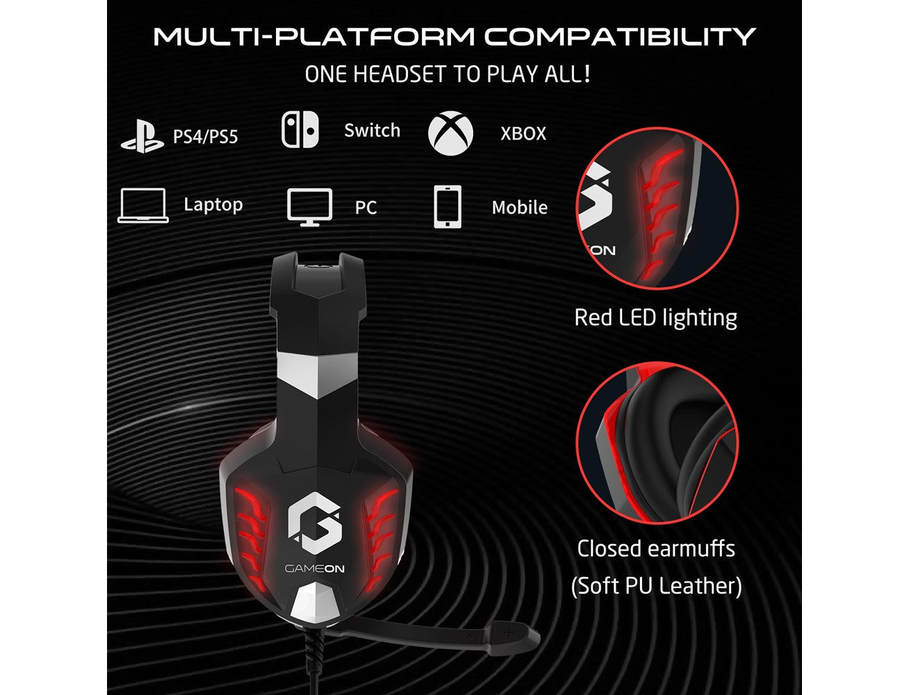 GAMEON GOK901 Nightfall LED Gaming Headset - Black
