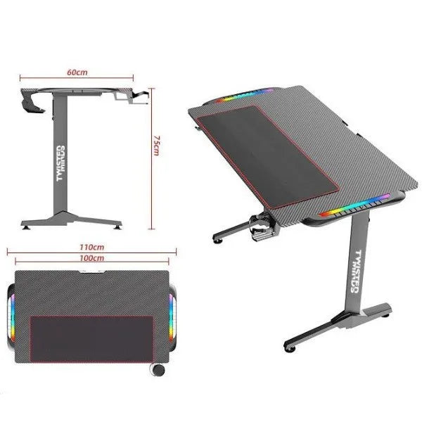 Twisted Minds T Shaped RGB Double Top Gaming Desk