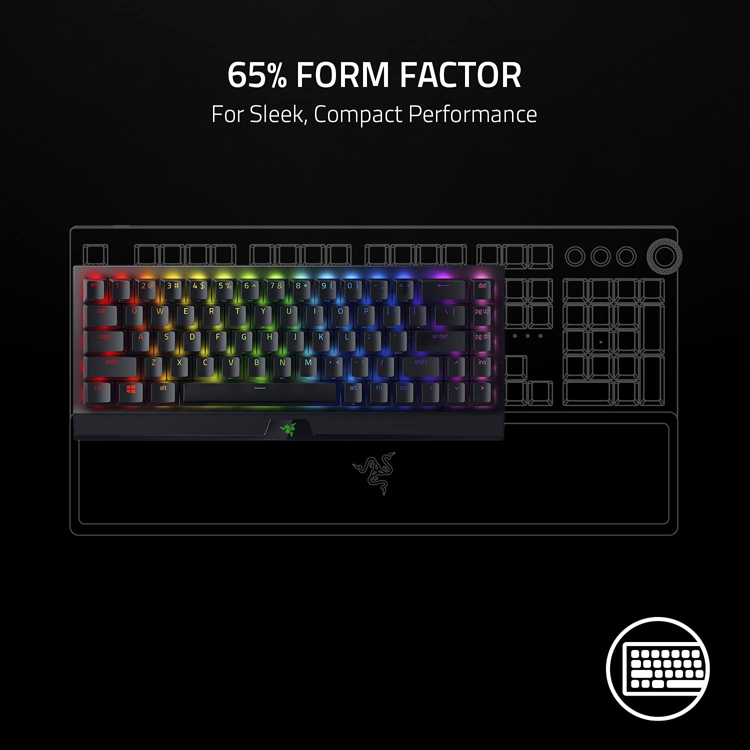Razer BlackWidow V3 Mini HyperSpeed Wireless Gaming Keyboard,Tactile & Clicky, Green Mechanical Switches