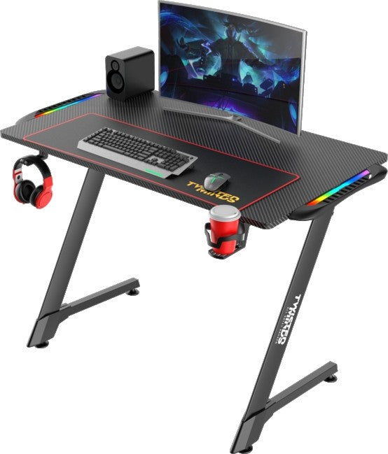 Twisted Minds Z Shaped Gaming Desk Carbon fiber texture - RGB