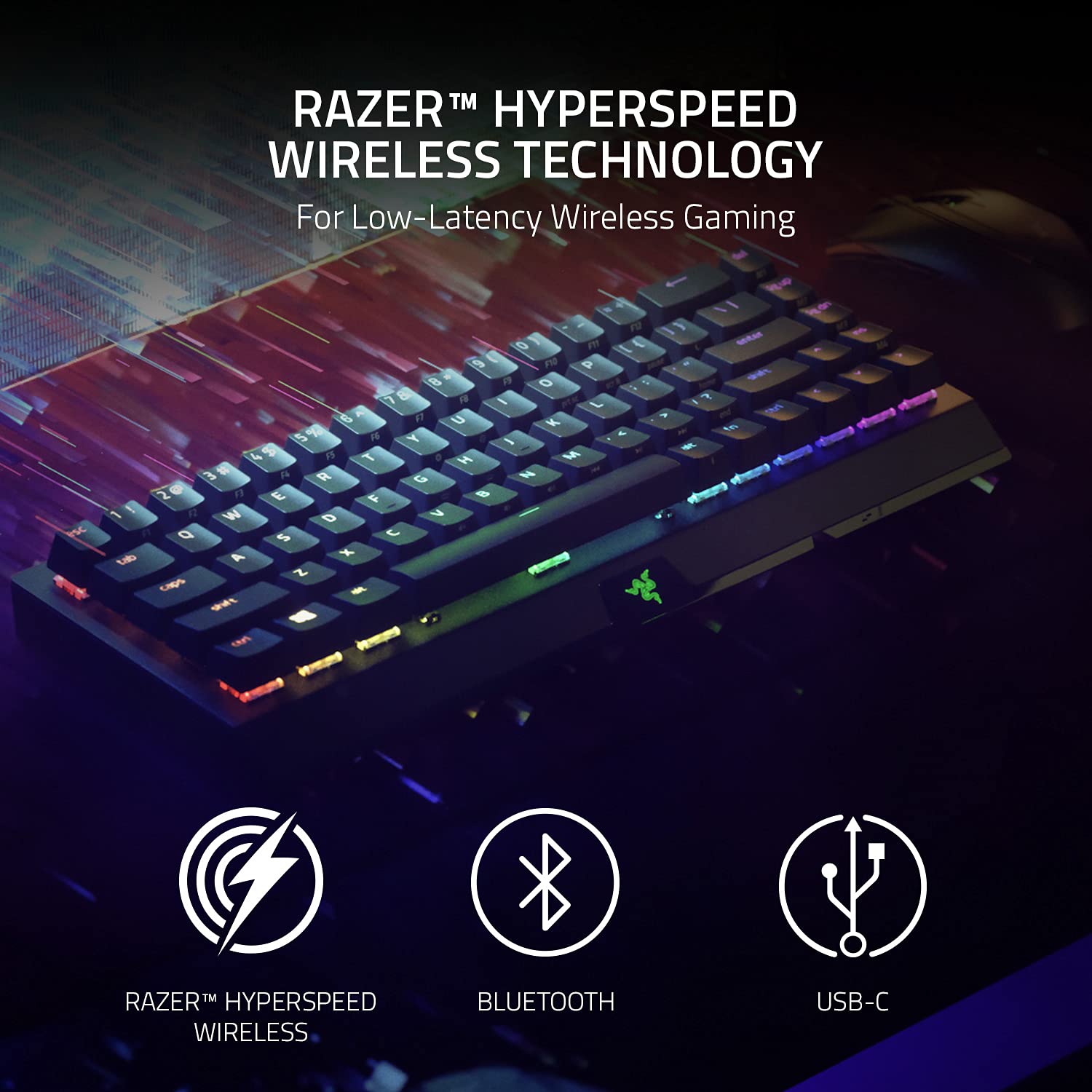Razer BlackWidow V3 Mini HyperSpeed Wireless Gaming Keyboard,Tactile & Clicky, Green Mechanical Switches