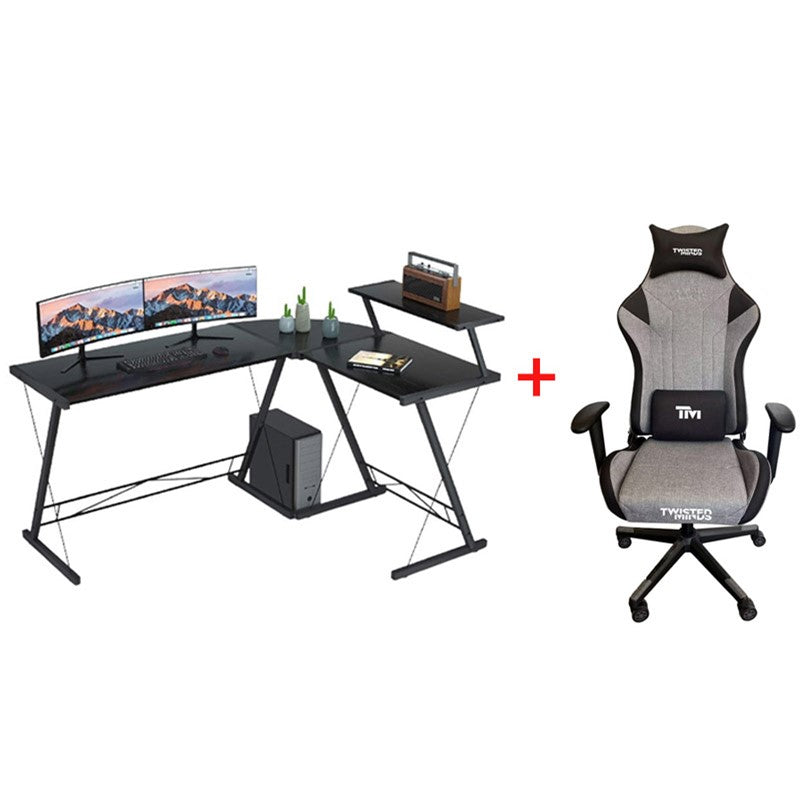 GAMEON 3 in-1 L-Shaped Slayer II XL Series Gaming Desk with Twisted Minds Pro Fabric Gaming Chair