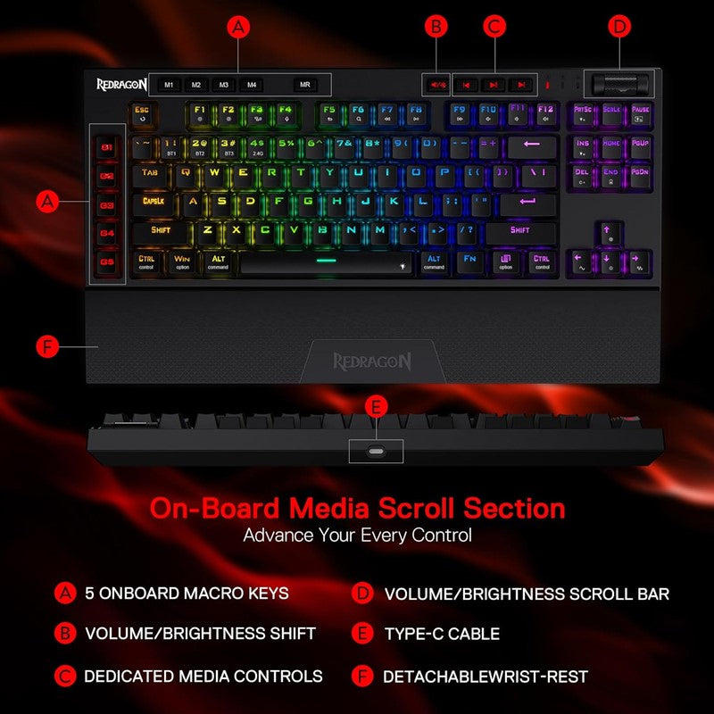 Redragon Draconic 60% Compact Wireless Keyboard - Red Switch