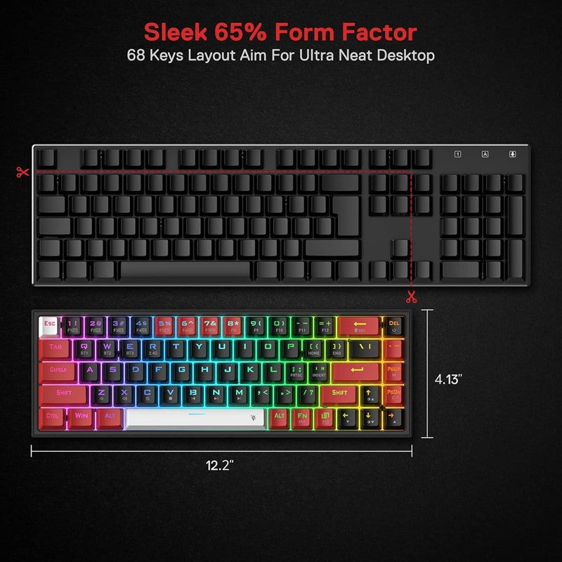 Redragon Castor K631 PRO 65% Wireless RGB Gaming Keyboard – Black & Red