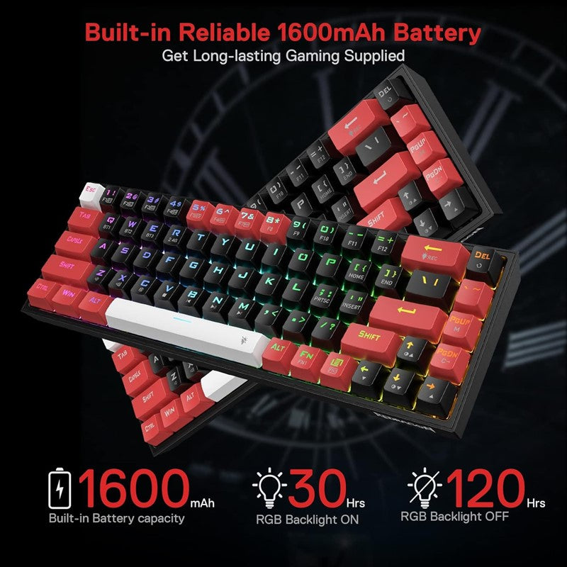 ريدريجون لوحة مفاتيح كاسترو كي 631 برو 65% لاسلكية اضاءة ار جي بي – أسود / أحمر