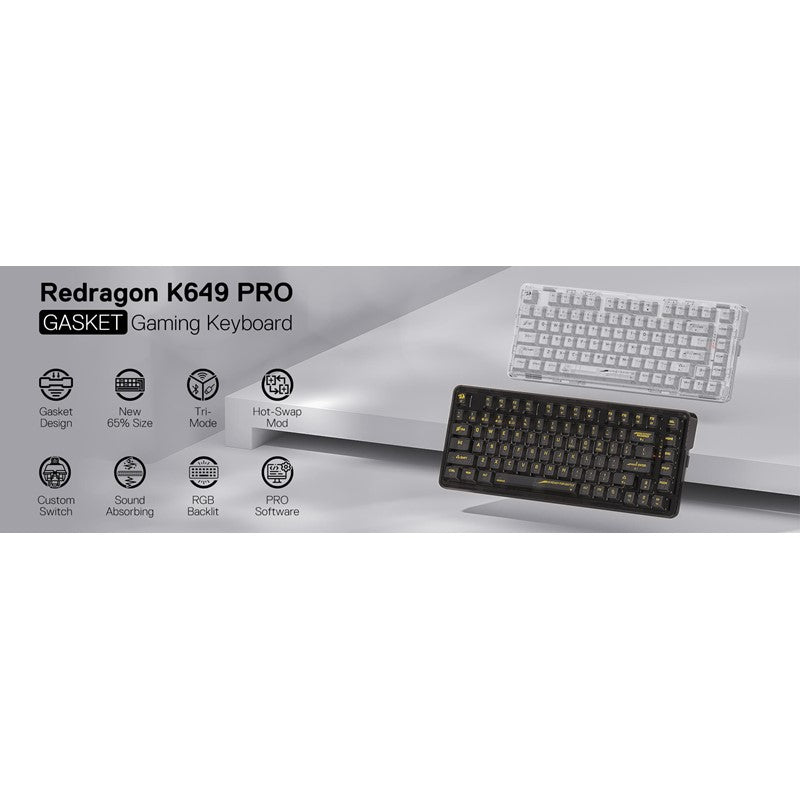 ريدراجون لوحة مفاتيح K649 ELF PRO ميكانيكية بأضائه RGB بثلاثة أوضاع - أبيض