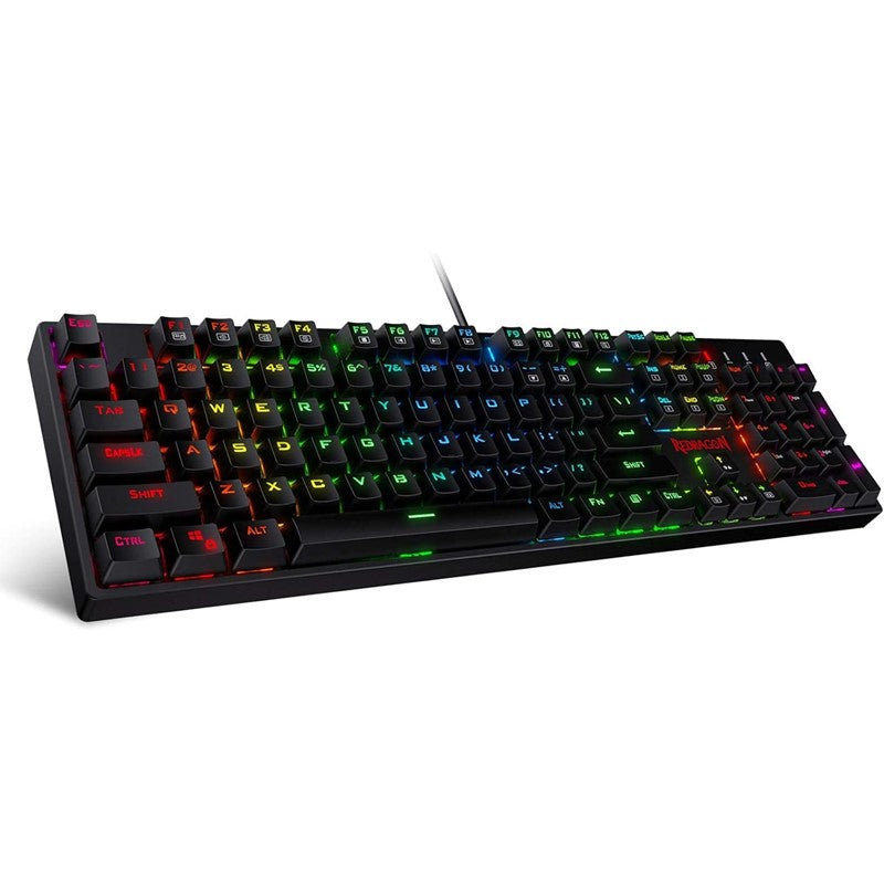 ريدراجون لوحة مفاتيح العاب K582 ميكانيكية مع 104 مفاتيح - باللون الأحمر RGB – أسود