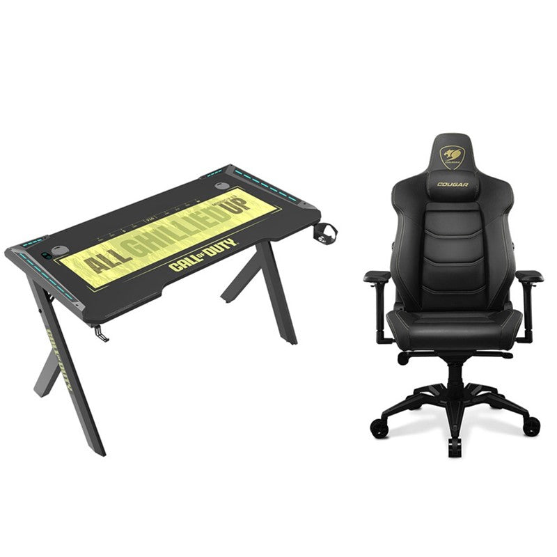 Call Of Duty GAMEON Hawksbill Series RGB Gaming Desk with Cougar ARMOR EVO Gaming Chair