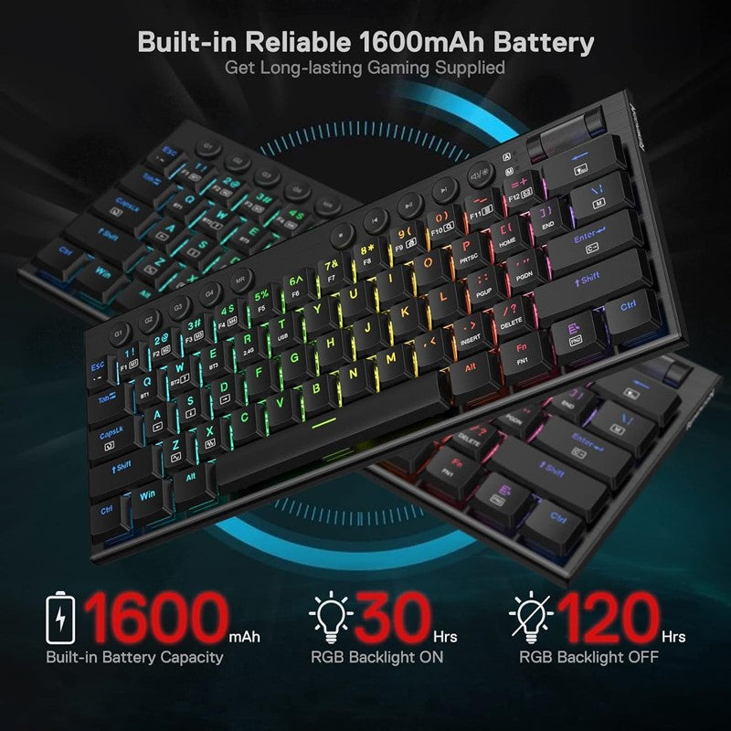 Redragon Noctis Pro, Wired & 2.4G & BT Keyboard – Black