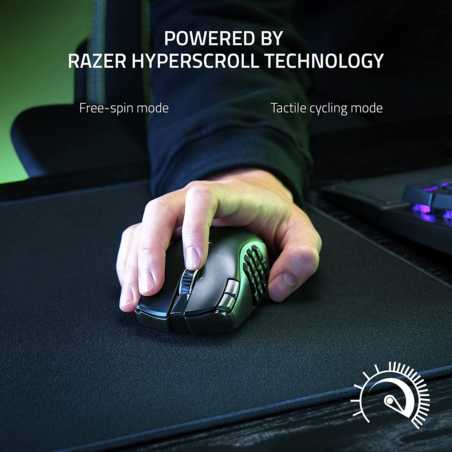 Razer Naga V2 HyperSpeed Ergonomic Wireless MMO Gaming Mouse with 19 Programmable Buttons - Black