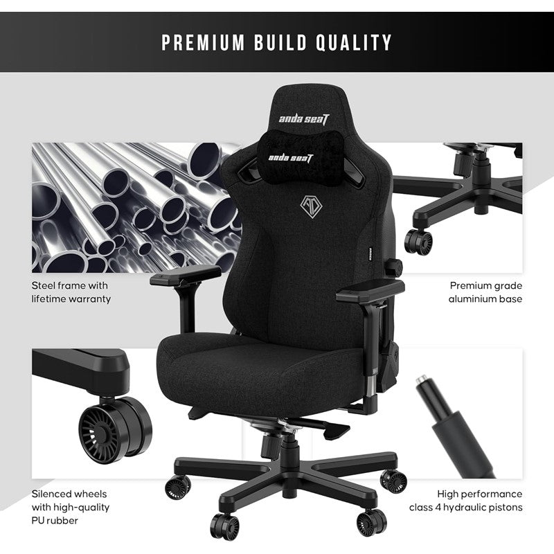 Anda Seat Kaiser 3, XL Premium Ergonomic Gaming/Office Chair - Black Fabric