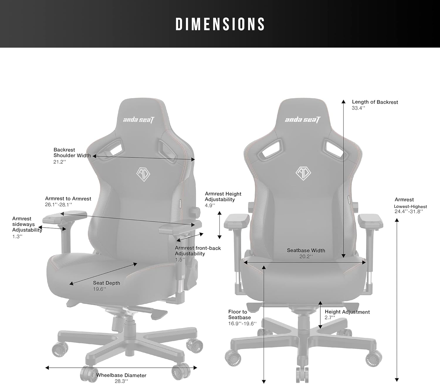 Anda Seat Kaiser 3 Large Premium Ergonomic Gaming/Office Chair - Maroon