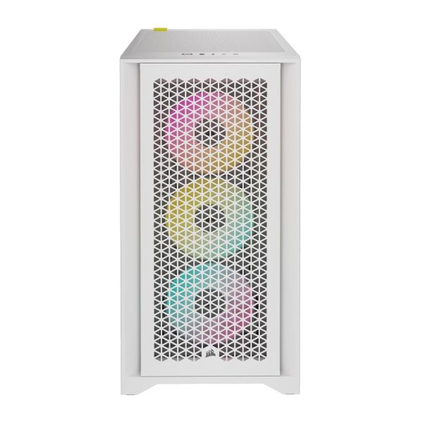  كروسير4000D  كيسة كمبيوتر من الزجاج المقوى من البلاستيك الصلب بتدفق هواء ميد تاور مع 3 مراوح RGB - أبيض