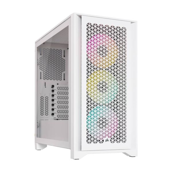  كروسير4000D  كيسة كمبيوتر من الزجاج المقوى من البلاستيك الصلب بتدفق هواء ميد تاور مع 3 مراوح RGB - أبيض