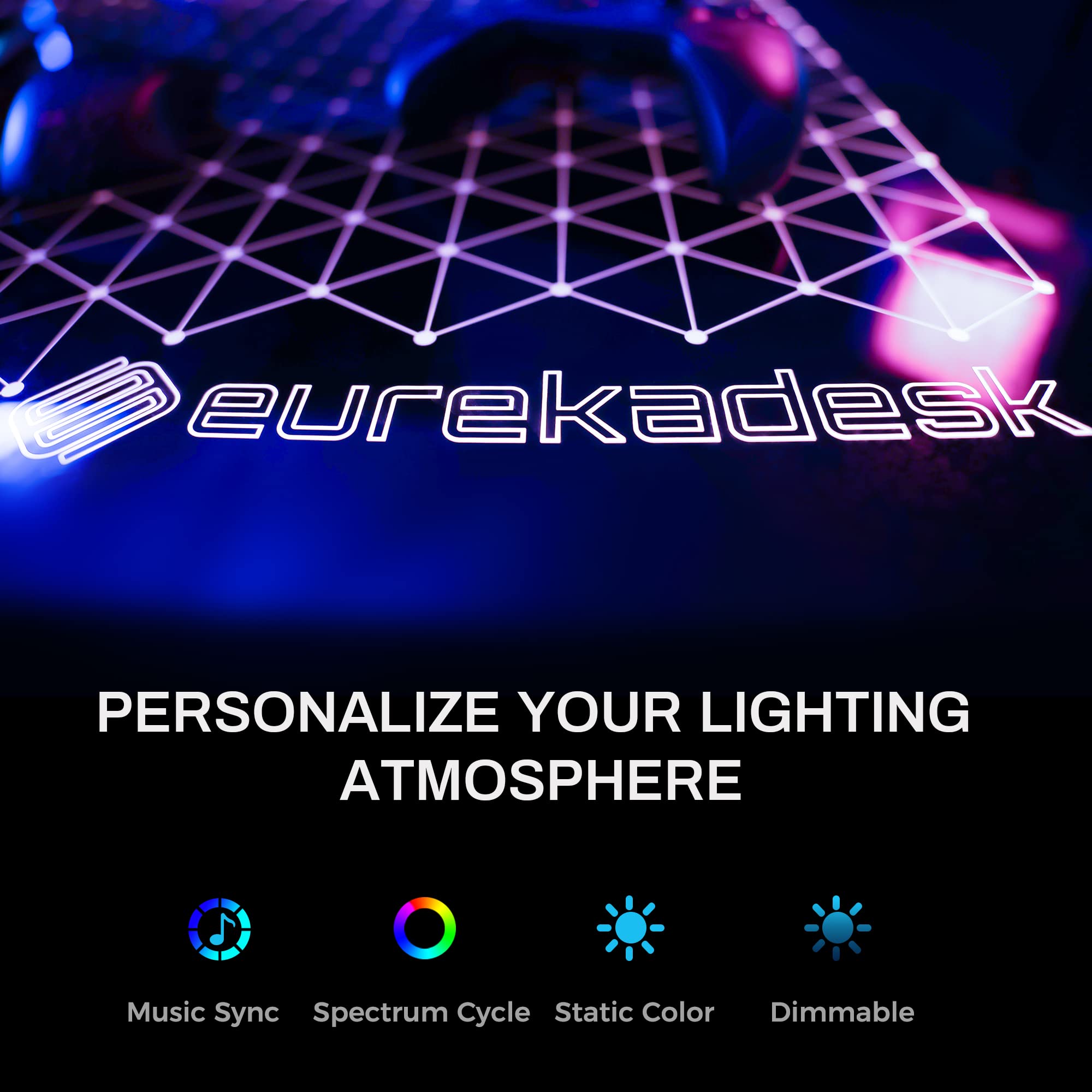 Eureka Gaming L60 RGB Spectrum Glass Computer Desk - Right