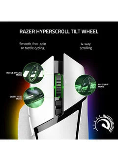 Razer Basilisk V3 Pro Customizable Wireless Gaming Mouse with Razer HyperScroll Tilt Wheel - White