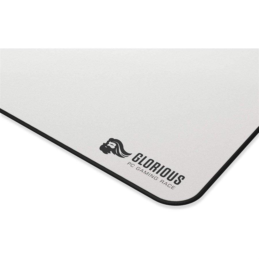 Glorious Extended Gaming Mouse Pad/Mat - Long White Cloth Mousepad, Stitched Edges | 11