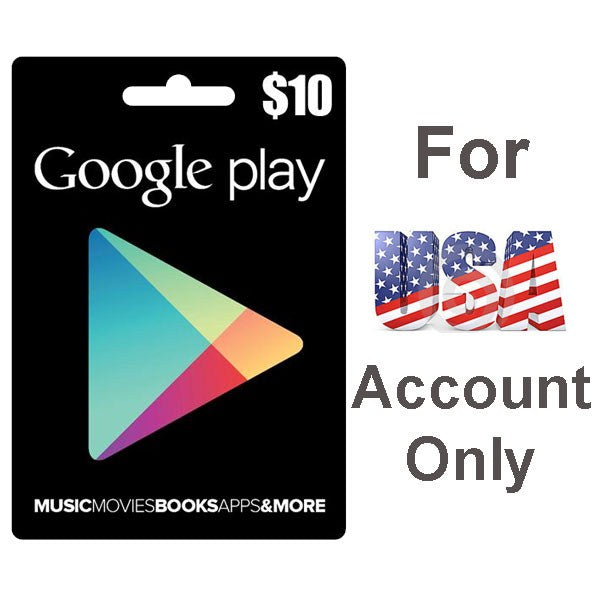 Google Play Cards 10$ for USA Account Only (GOOGLPLAY-10$)