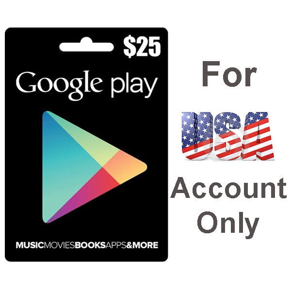 جوجل , بطاقة الالعاب جوجل بلاي كارد - لحساب أمريكي - 25 دولار