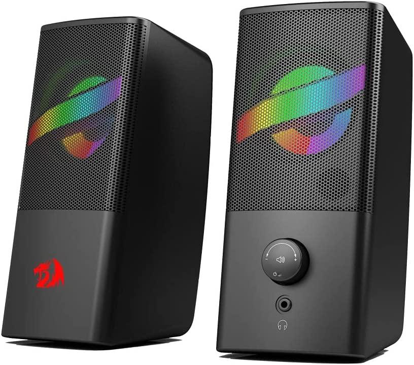 Redragon GS530 Air RGB Desktop Speakers, 2.0 Channel PC Computer Stereo Speaker with 5 Colorful LED Modes USB Powered w/ 3.5mm Cable