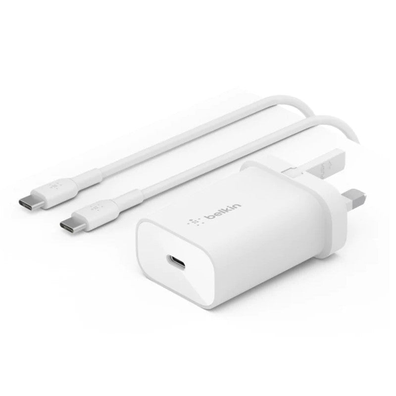 Belkin - USB C PF 3.0 Wall Charger 25W + 1m USB C-C Cable, White