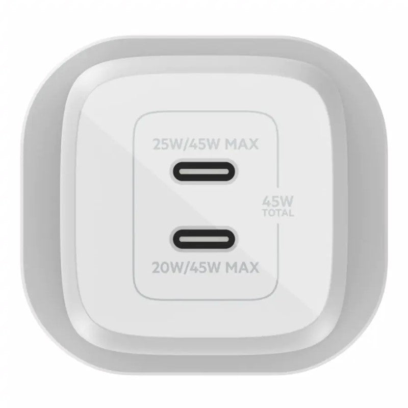 Belkin - Wall Charger - 45W Dual Usb-C Gan With Pps - C1=45 - C1+C2=25+20, White