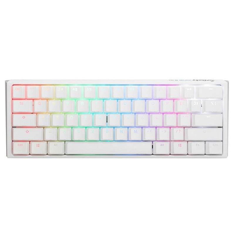 Ducky One 3 Mini Wired Mechanical Gaming Keyboard (Blue Switch) - Pure White (Arabic Layout)