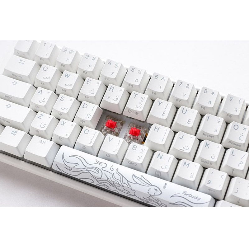 Ducky One 3 Mini Wired Mechanical Gaming Keyboard (Red Switch) - Pure White (Arabic Layout)