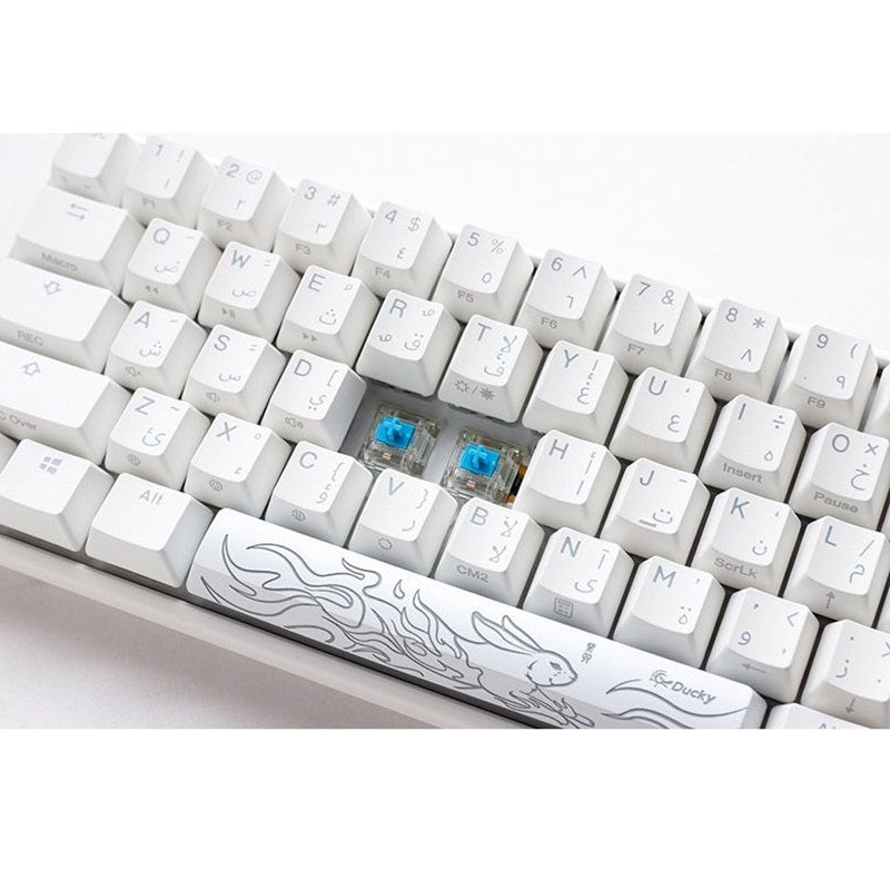 Ducky One 3 SF 65% Wired Mechanical Gaming Keyboard (Blue Switch) - Pure White (Arabic Layout)