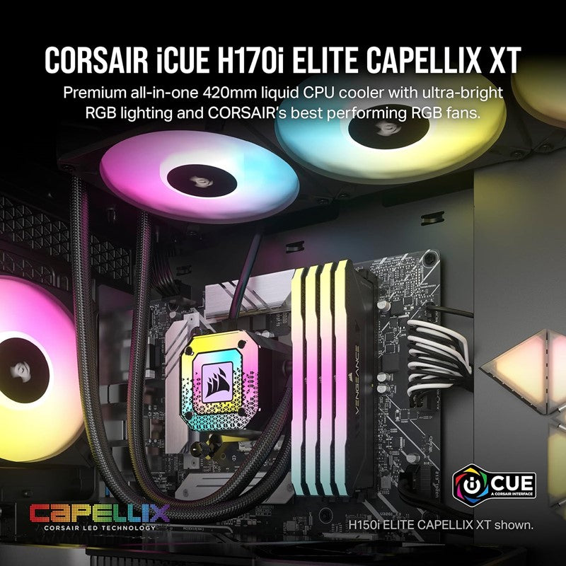 كورسير مبرد سائل لوحدة المعالجة المركزية iCUE H170i Elite كابيليكس اكس تي مقاس 420 مم