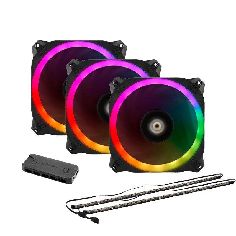 Antec Prizm 120mm Addressable RGB Case Fan Radiator - 3 Pack and 2 RGB Strips