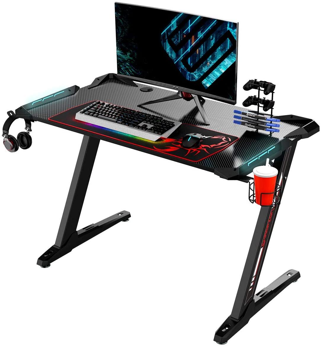 Eureka Ergonomic Z1-S PRO Gaming Desk With RGB Lights - Black