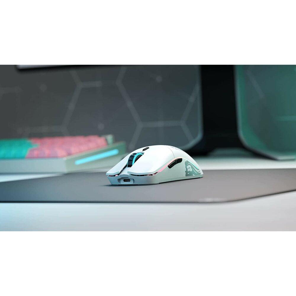 Glorious Model O Minus Wireless Gaming Mouse- Backlit Honeycomb Gaming Mice - Matte White
