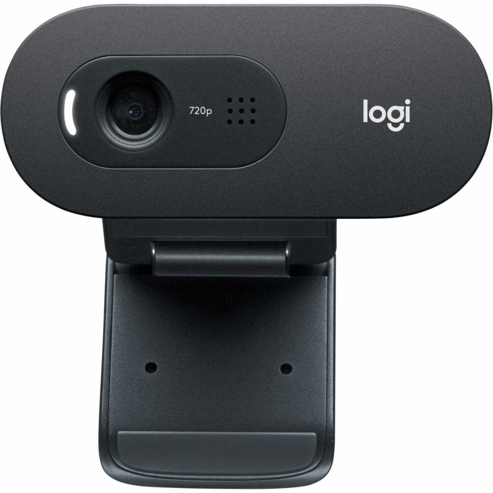 لوجيتك C505 HD كاميرا ويب - كاميرا USB خارجية بدقة 720 بكسل عالية الدقة مع ميكروفون طويل المدى، متوافقة مع الكمبيوتر الشخصي أو ماك -أسود